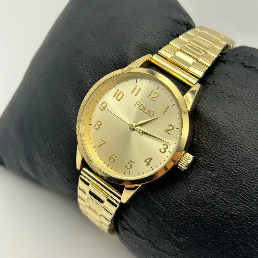 Folio Gold Classic Women’s Watch Working New Battery